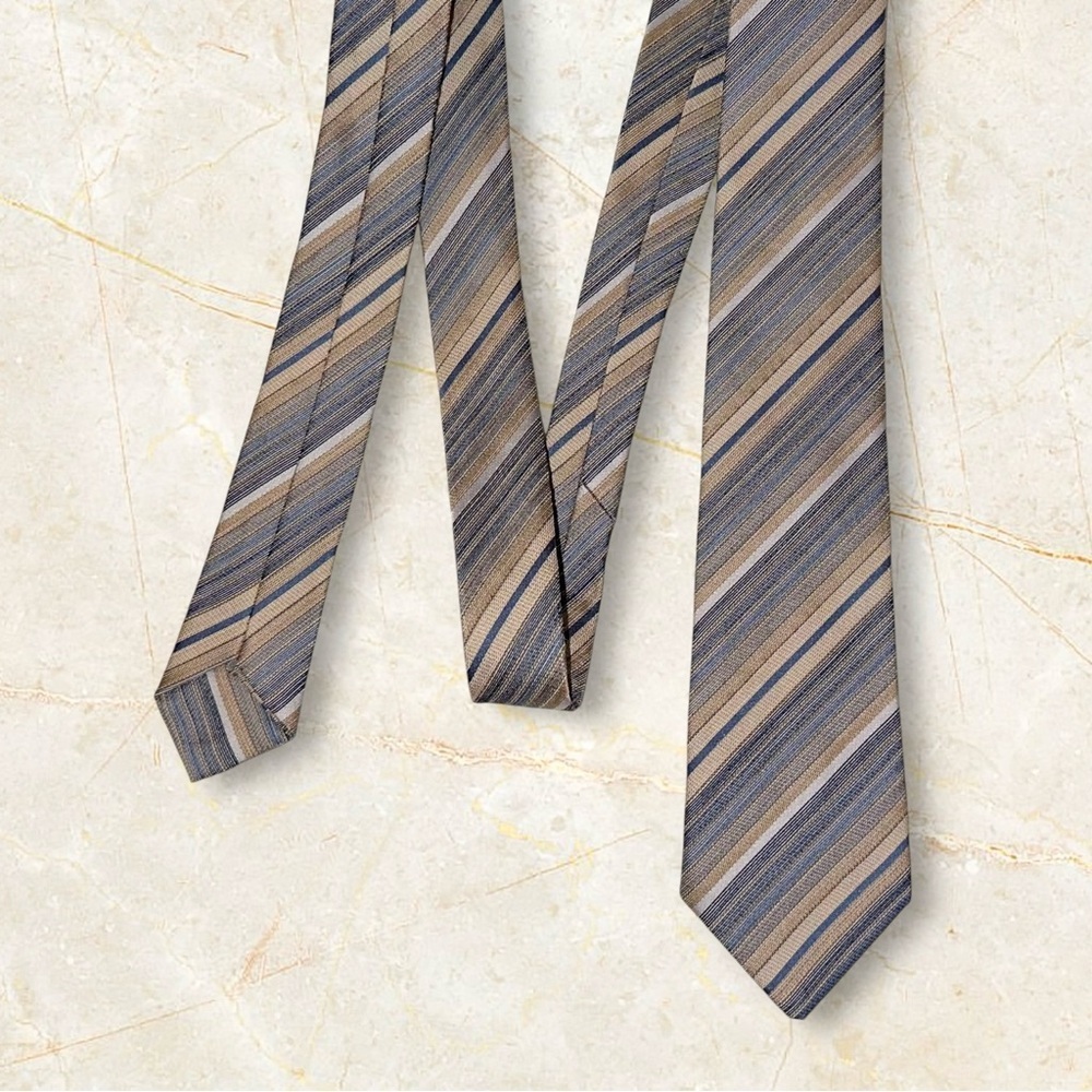 Vintage 50’s Men’s Beige Striped Hand Made in The Amanas Wool Necktie 3x57”